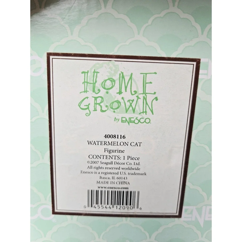 Enesco Home Grown figurine w/ box Watermelon Cat